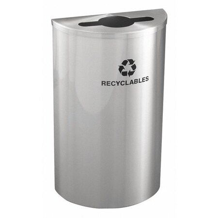 Glaro 14 gal Half-Round Recycling Bin, Open Top, Satin Aluminum, 1 Openings M1899SA-SA-R
