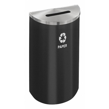 Glaro 14 gal Half-Round Recycling Bin, Open Top, Satin Black/Satin Aluminum, 1 Openings P1899BK-SA-P