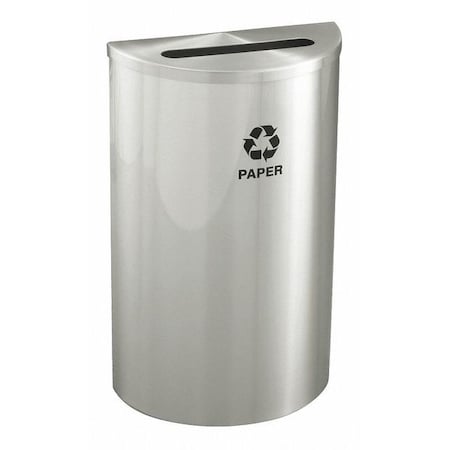 Glaro 14 gal Half-Round Recycling Bin, Open Top, Satin Aluminum, 1 Openings P1899SA-SA-P