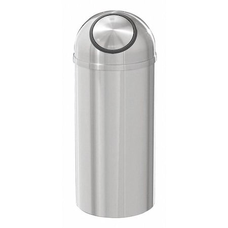 Glaro New Yorker 16 gal Round Indoor Trash Can, Satin Aluminum, Satin Aluminum S1536SA-SA
