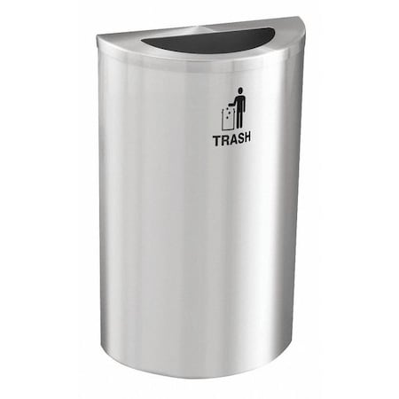 Glaro 14 gal Half-Round Recycling Bin, Open Top, Satin Aluminum, 1 Openings T1899SA-SA-T