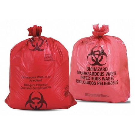 Medegen Medical Products Biohazard Bag, 30x41", 1.5mL, Red, PK250 117