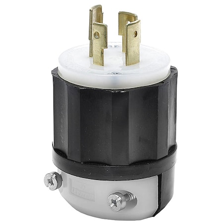 Leviton Locking Plug, L19-20P, 20 A, 277/480V AC, Three Phase, 4 Pole, Screw Terminals, Black, White 2451