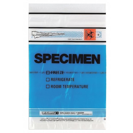 Medegen Medical Products Specimen Trnsprt Bag, 6x9", Blue", PK1000 4811B