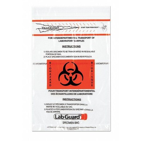 Medegen Medical Products Specimen Trnsprt Bag, 6x9", Clear, PK1000 48-97