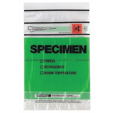 Medegen Medical Products Specimen Trnsprt Bag, 6x9", Green, PK1000 4811G
