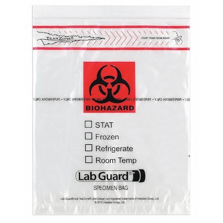Medegen Medical Products Specimen Trans Bag, 8x10", Red/Clr PK1000 4915