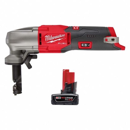 Milwaukee Tool M12 FUEL 16 Gauge Variable Speed Nibbler + M12 XC 4.0 Battery Pack 2476-20, 48-11-2440