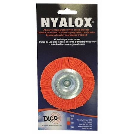 Nyalox By Dico Nyalox Wheel Brush, 120 Grit, Orange, 3" 7200021