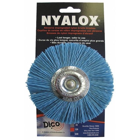 Nyalox By Dico Nyalox Wheel Brush, 240 Grit, Blue, 4" 7200042