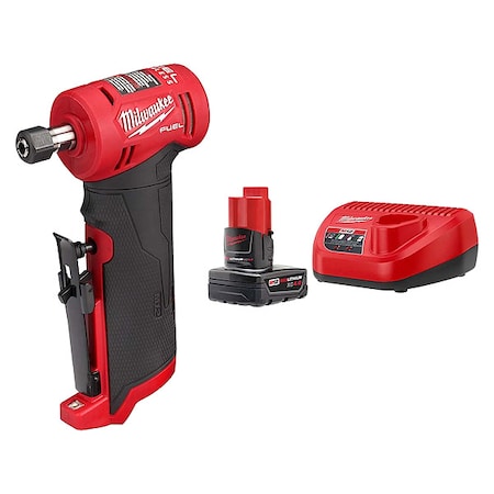 Milwaukee Tool M12 FUEL 1/4" Right Angle Die Grinder + M12 XC4.0 Starter Kit 2485-20, 48-59-2440