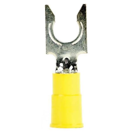 3M Fork Terminal, #10 Stud Size, 10 AWG, 1,000 V, Vinyl Insulated, Yellow, Crimp Termination Only LFV10-10Q
