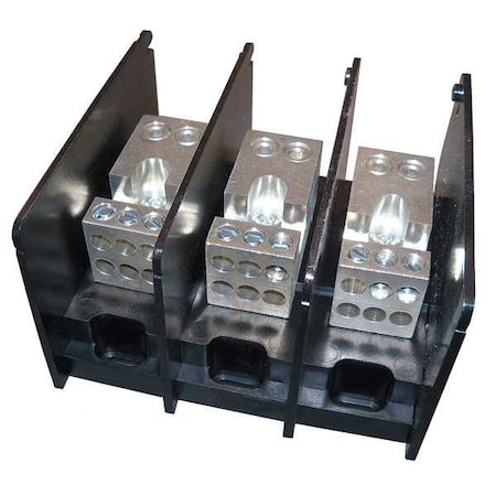 Mersen Power Distribution Block, Open, 3 Pole, 350 A Copper, 1,000 V AC/DC, Screw MPDB67513