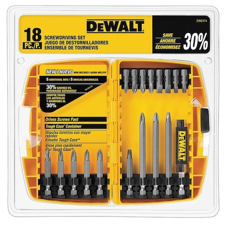 Dewalt 18 Pc. Screwdriving Set with Tough Case(R) DW2174