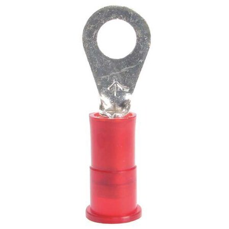3M Ring Terminal, #8 Stud Size, 18 AWG, 1,000 V, Vinyl Insulated, Red, Crimp Termination Only, 25 PK RV18-8Q