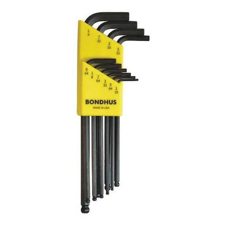 Bondhus 10 Piece SAE L-Shape Hex Key Set, 10938 10938