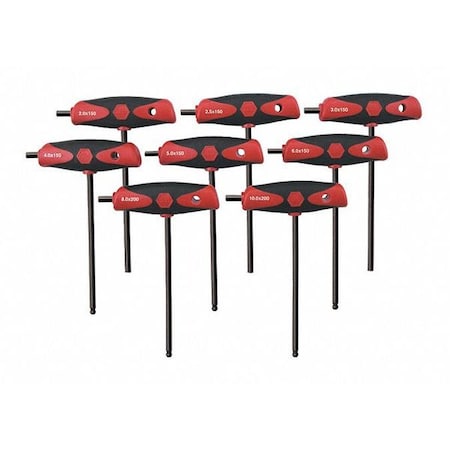 Wiha 8 Piece Metric T-Shape Hex Key Set, 33496 33496