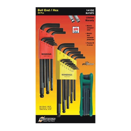 Bondhus 17 Piece Metric/Torx? L-Shape Torx?/Hex Key Set, 14126 14126
