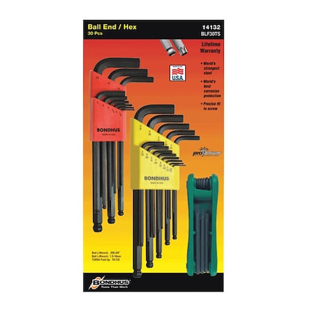 Bondhus 17 Piece Metric/Torx? Fold-Up Torx? Key Set, 14128 14128