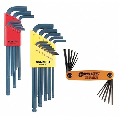 Bondhus 34 Piece Metric/SAE Fold-Up Hex Key Set, 14130 14130