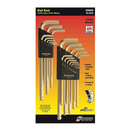 Bondhus 16 Piece Metric Fold-Up Hex Key Set, 14187 14187