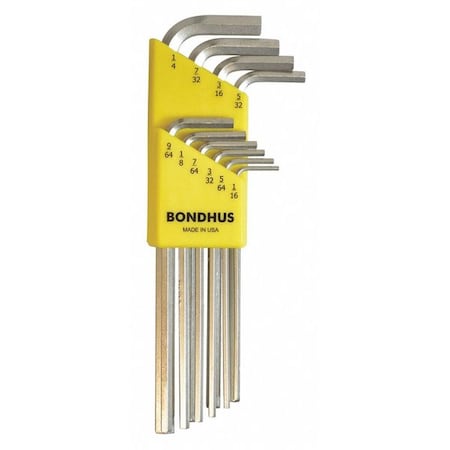 Bondhus 10 Piece SAE L-Shape Hex Key Set, 16138 16138