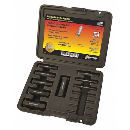 Bondhus ProHold Hex Bit Socket Set, 9 pcs 23299