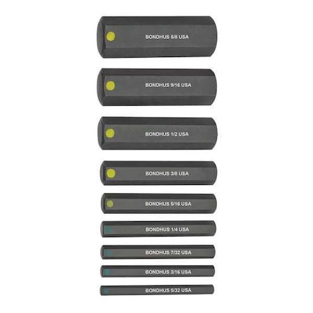 Bondhus ProHold Hex Bit Socket Set, 9-Pieces 33299