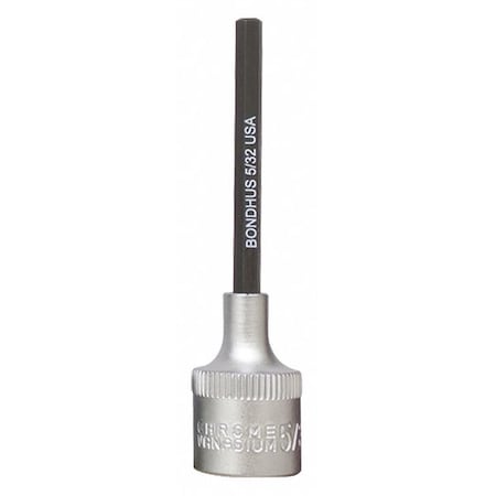 Bondhus 1/8" ProHold Hex Bit, 2" Length - With 3/8" Dr Socket 43207