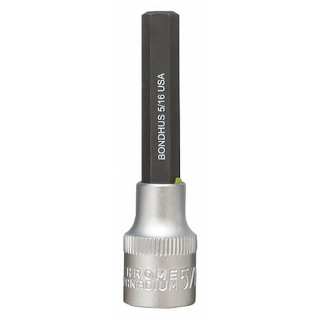 Bondhus 5/16" ProHold Hex Bit, 2" Length - With 3/8" Dr Socket 43213