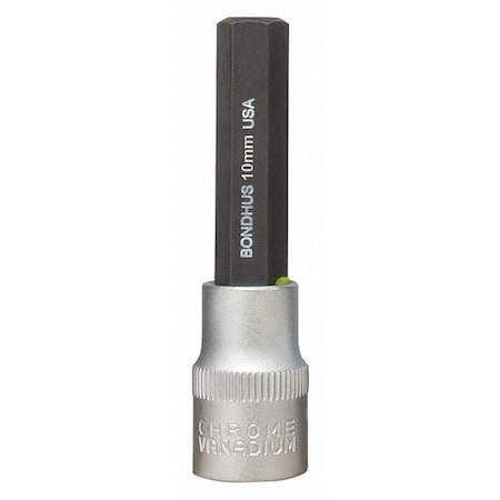 Bondhus 10mm ProHold Hex Bit, 2" Length - With 3/8" Dr Socket 43276