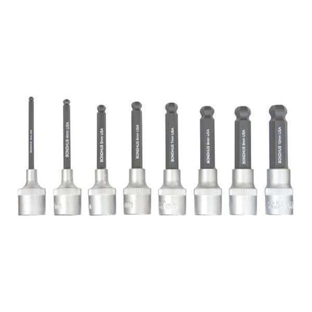 Bondhus Ball End Socket Bit Set, Metric, 8 pcs 43487