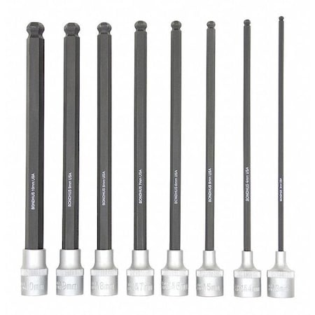 Bondhus Ball End Socket Bits, Metric, 8 pcs 43887