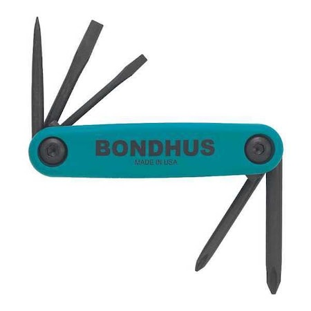 Bondhus 5 Piece SAE Fold-Up Phillips/Slotted/Awl Key Set, 12545 12545