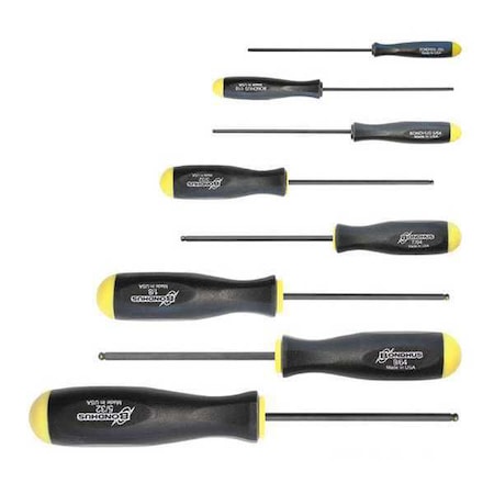Bondhus Screwdriver Set, Prohold Ball End, 8 pcs 74632