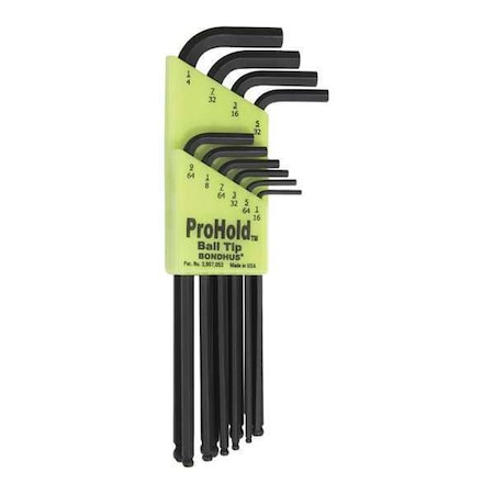 Bondhus 10 Piece SAE L-Shape Hex Key Set, 74938 74938