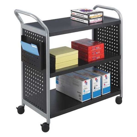 Safco Scoot 3 Shelf Utility Cart, 300lbs Load Capacity, 3 Shelves, Dual, built-in Handle 5339BL