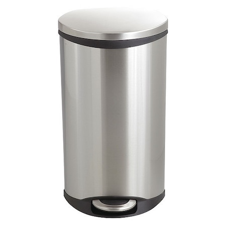 Safco 7-1/2 gal. Stainless Steel, Rigid Plastic Oval Wastebasket, Silver 9902SS