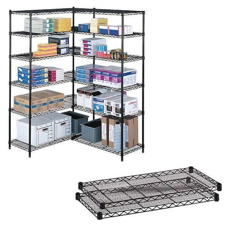 Safco Wire Shelving, 24"D x 36"W, Black, Depth: 24" 5290BL