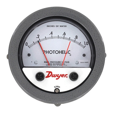 Dwyer Instruments Pressure Switch, Standard, SPDT, 1/8" NPT, 0 to 5 in H2O Range 3005MR