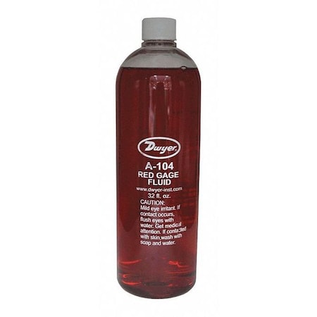 Dwyer Instruments 1 qt bottle of red gage fluid, .826 sp. gr. A-104