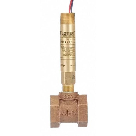 Dwyer Instruments Mini-size flow switch, brass upper and lower body, 1/2" NPT, brass tee. V6EPB-B-S-1-B