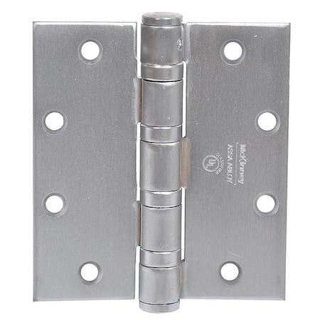 Mckinney Door and Butt Hinge, Steel, Full Mortise Mounting, 2 1/4 in Leaf W x 5 in Leaf H, Dull Chrome T4A3786 BB NRP 5" X 4 1/2