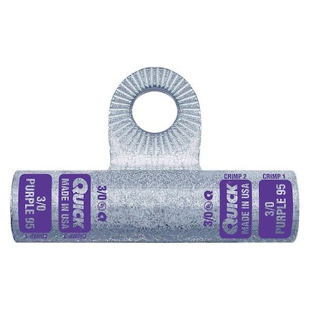 Fusion One-Hole Compression Lug, 3/8 in Stud, Standard Barrel, Copper, Purple 4530F