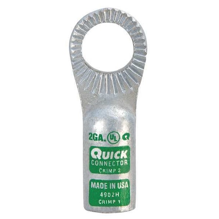 Fusion One-Hole Compression Lug, 1/2 in Stud, Standard Barrel, Copper, Green 4902H