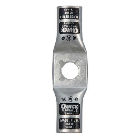 Fusion One-Hole Compression Lug, 1/0 AWG Max, 3/8 in Stud, Standard Barrel, Copper, Black 6510F