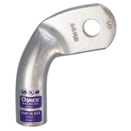 Fusion Lug Starter/Ground, 3/0 AWG Max, 3/8 in Stud, Standard Barrel, Copper, Purple 6313F