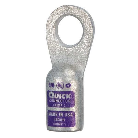 Fusion One-Hole Compression Lug, 3/0 AWG Max, 1/2 in Stud, Standard Barrel, Copper, Purple 4830H