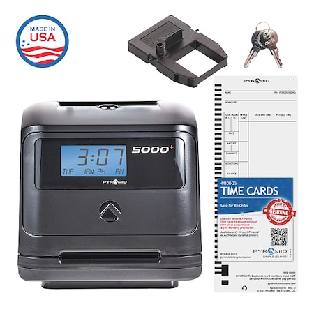Pyramid Auto Totaling Time Clock, Digital 5000