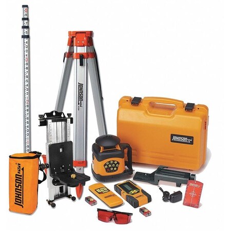 Johnson Level & Tool Rotary Laser Level, Int/Ext, Red, 2000 ft. 40-6521
